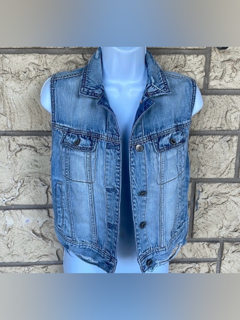 American eagle Denim Jeans Distressed Ripped Vest Size XS